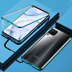 Handyhülle Hülle Luxus Aluminium Metall Rahmen Spiegel 360 Grad Tasche für Huawei P40 Lite Blau
