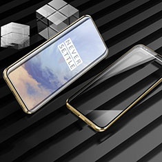 Handyhülle Hülle Luxus Aluminium Metall Rahmen Spiegel 360 Grad Tasche für OnePlus 7T Gold