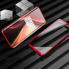 Handyhülle Hülle Luxus Aluminium Metall Rahmen Spiegel 360 Grad Tasche für OnePlus 7T Rot