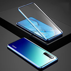Handyhülle Hülle Luxus Aluminium Metall Rahmen Spiegel 360 Grad Tasche für Oppo Find X2 Lite Blau