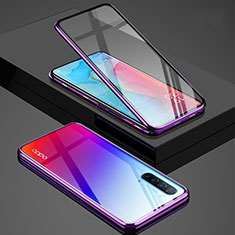 Handyhülle Hülle Luxus Aluminium Metall Rahmen Spiegel 360 Grad Tasche für Oppo Find X2 Lite Violett