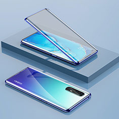 Handyhülle Hülle Luxus Aluminium Metall Rahmen Spiegel 360 Grad Tasche für Oppo Find X2 Neo Blau