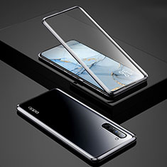 Handyhülle Hülle Luxus Aluminium Metall Rahmen Spiegel 360 Grad Tasche für Oppo Reno3 Schwarz