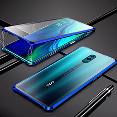 Handyhülle Hülle Luxus Aluminium Metall Rahmen Spiegel 360 Grad Tasche für Realme X Blau