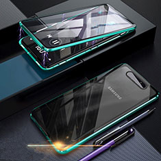 Handyhülle Hülle Luxus Aluminium Metall Rahmen Spiegel 360 Grad Tasche für Samsung Galaxy A80 Grün