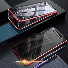 Handyhülle Hülle Luxus Aluminium Metall Rahmen Spiegel 360 Grad Tasche für Samsung Galaxy A80 Rot