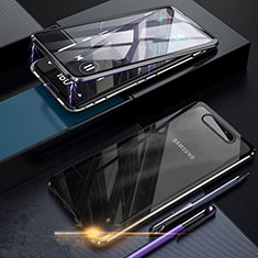 Handyhülle Hülle Luxus Aluminium Metall Rahmen Spiegel 360 Grad Tasche für Samsung Galaxy A90 4G Schwarz