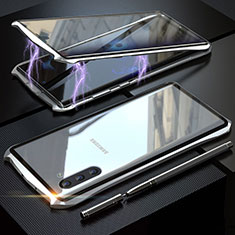 Handyhülle Hülle Luxus Aluminium Metall Rahmen Spiegel 360 Grad Tasche für Samsung Galaxy Note 10 5G Silber