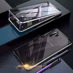 Handyhülle Hülle Luxus Aluminium Metall Rahmen Spiegel 360 Grad Tasche für Samsung Galaxy Note 10 Plus Silber