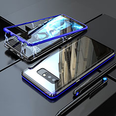 Handyhülle Hülle Luxus Aluminium Metall Rahmen Spiegel 360 Grad Tasche für Samsung Galaxy Note 8 Duos N950F Blau