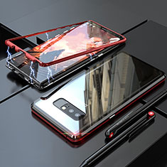Handyhülle Hülle Luxus Aluminium Metall Rahmen Spiegel 360 Grad Tasche für Samsung Galaxy Note 8 Duos N950F Rot und Schwarz