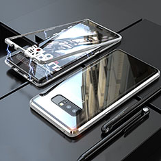 Handyhülle Hülle Luxus Aluminium Metall Rahmen Spiegel 360 Grad Tasche für Samsung Galaxy Note 8 Duos N950F Silber