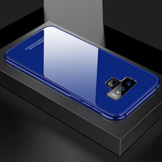 Handyhülle Hülle Luxus Aluminium Metall Rahmen Spiegel 360 Grad Tasche für Samsung Galaxy Note 9 Blau