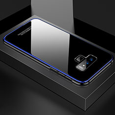 Handyhülle Hülle Luxus Aluminium Metall Rahmen Spiegel 360 Grad Tasche für Samsung Galaxy Note 9 Blau und Schwarz