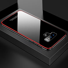 Handyhülle Hülle Luxus Aluminium Metall Rahmen Spiegel 360 Grad Tasche für Samsung Galaxy Note 9 Rot und Schwarz