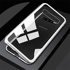 Handyhülle Hülle Luxus Aluminium Metall Rahmen Spiegel 360 Grad Tasche für Samsung Galaxy S10 Plus Weiß