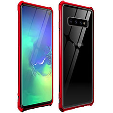 Handyhülle Hülle Luxus Aluminium Metall Rahmen Spiegel 360 Grad Tasche für Samsung Galaxy S10 Rot