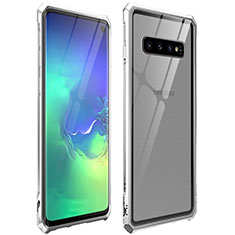 Handyhülle Hülle Luxus Aluminium Metall Rahmen Spiegel 360 Grad Tasche für Samsung Galaxy S10 Silber