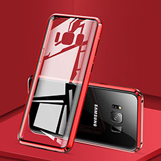 Handyhülle Hülle Luxus Aluminium Metall Rahmen Spiegel 360 Grad Tasche für Samsung Galaxy S8 Rot