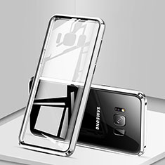 Handyhülle Hülle Luxus Aluminium Metall Rahmen Spiegel 360 Grad Tasche für Samsung Galaxy S8 Silber