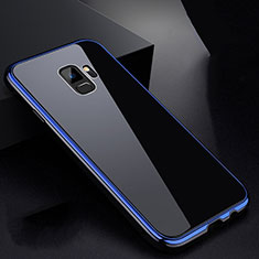 Handyhülle Hülle Luxus Aluminium Metall Rahmen Spiegel 360 Grad Tasche für Samsung Galaxy S9 Blau und Schwarz