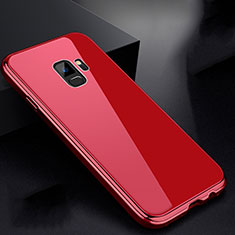 Handyhülle Hülle Luxus Aluminium Metall Rahmen Spiegel 360 Grad Tasche für Samsung Galaxy S9 Rot