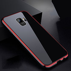 Handyhülle Hülle Luxus Aluminium Metall Rahmen Spiegel 360 Grad Tasche für Samsung Galaxy S9 Rot und Schwarz