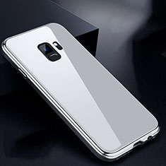 Handyhülle Hülle Luxus Aluminium Metall Rahmen Spiegel 360 Grad Tasche für Samsung Galaxy S9 Weiß