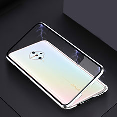 Handyhülle Hülle Luxus Aluminium Metall Rahmen Spiegel 360 Grad Tasche für Vivo X50 Lite Silber