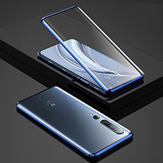 Handyhülle Hülle Luxus Aluminium Metall Rahmen Spiegel 360 Grad Tasche für Xiaomi Mi 10 Pro Blau