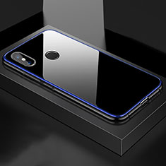 Handyhülle Hülle Luxus Aluminium Metall Rahmen Spiegel 360 Grad Tasche für Xiaomi Mi 8 Blau