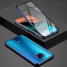 Handyhülle Hülle Luxus Aluminium Metall Rahmen Spiegel 360 Grad Tasche für Xiaomi Poco F2 Pro Blau