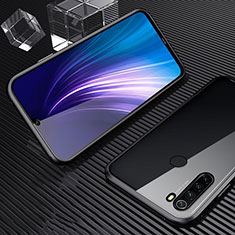 Handyhülle Hülle Luxus Aluminium Metall Rahmen Spiegel 360 Grad Tasche für Xiaomi Redmi Note 8 (2021) Schwarz