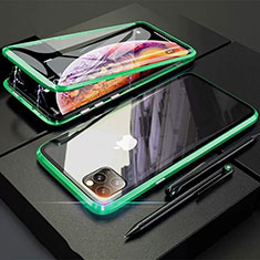 Handyhülle Hülle Luxus Aluminium Metall Rahmen Spiegel 360 Grad Tasche M01 für Apple iPhone 11 Pro Grün