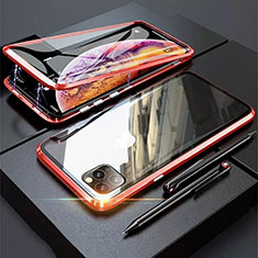 Handyhülle Hülle Luxus Aluminium Metall Rahmen Spiegel 360 Grad Tasche M01 für Apple iPhone 11 Pro Rot