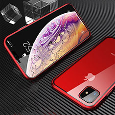 Handyhülle Hülle Luxus Aluminium Metall Rahmen Spiegel 360 Grad Tasche M01 für Apple iPhone 11 Rot