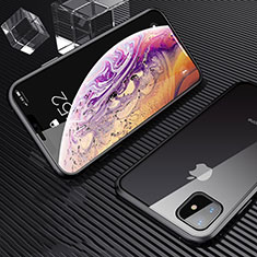 Handyhülle Hülle Luxus Aluminium Metall Rahmen Spiegel 360 Grad Tasche M01 für Apple iPhone 11 Schwarz