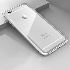 Handyhülle Hülle Luxus Aluminium Metall Rahmen Spiegel 360 Grad Tasche M01 für Apple iPhone 6 Plus Silber