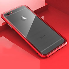 Handyhülle Hülle Luxus Aluminium Metall Rahmen Spiegel 360 Grad Tasche M01 für Apple iPhone 6 Rot