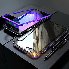 Handyhülle Hülle Luxus Aluminium Metall Rahmen Spiegel 360 Grad Tasche M01 für Apple iPhone 8 Plus Violett