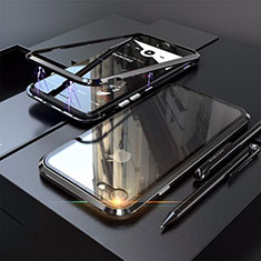 Handyhülle Hülle Luxus Aluminium Metall Rahmen Spiegel 360 Grad Tasche M01 für Apple iPhone 8 Schwarz