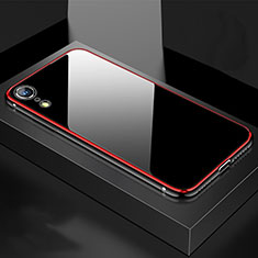 Handyhülle Hülle Luxus Aluminium Metall Rahmen Spiegel 360 Grad Tasche M01 für Apple iPhone XR Rot