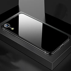 Handyhülle Hülle Luxus Aluminium Metall Rahmen Spiegel 360 Grad Tasche M01 für Apple iPhone XR Schwarz