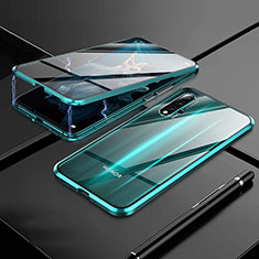 Handyhülle Hülle Luxus Aluminium Metall Rahmen Spiegel 360 Grad Tasche M01 für Huawei Honor 20 Grün