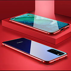 Handyhülle Hülle Luxus Aluminium Metall Rahmen Spiegel 360 Grad Tasche M01 für Huawei Honor V30 5G Rot