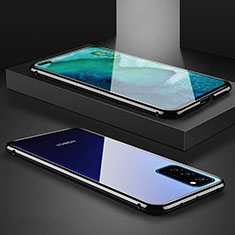 Handyhülle Hülle Luxus Aluminium Metall Rahmen Spiegel 360 Grad Tasche M01 für Huawei Honor V30 Pro 5G Schwarz