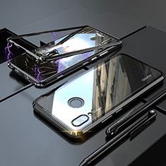 Handyhülle Hülle Luxus Aluminium Metall Rahmen Spiegel 360 Grad Tasche M01 für Huawei P Smart+ Plus Schwarz