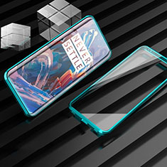 Handyhülle Hülle Luxus Aluminium Metall Rahmen Spiegel 360 Grad Tasche M01 für OnePlus 7T Pro Grün