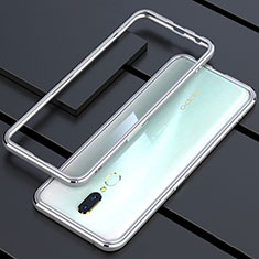Handyhülle Hülle Luxus Aluminium Metall Rahmen Spiegel 360 Grad Tasche M01 für Oppo A9X Silber