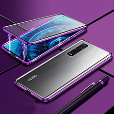 Handyhülle Hülle Luxus Aluminium Metall Rahmen Spiegel 360 Grad Tasche M01 für Oppo Find X2 Pro Violett